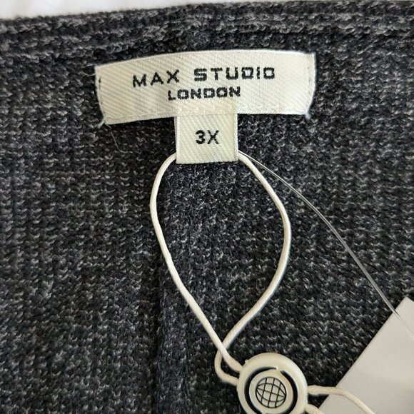 Max Studio Ruched Sleeve Top Size 3X Black Soft Ribbed Knit Comfy T-Shirt NWT - Picture 4 of 11